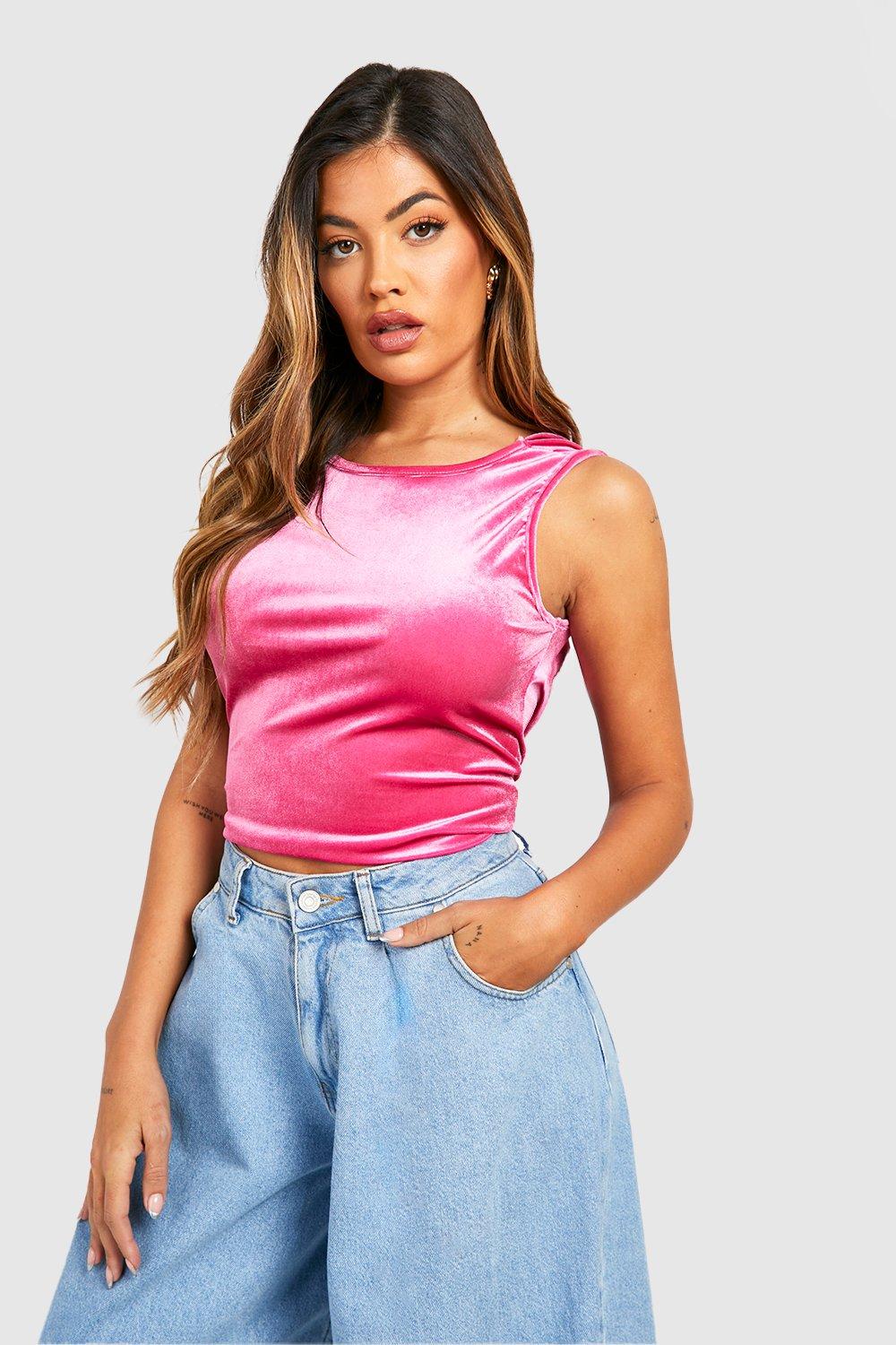 Pink velvet tank top hotsell